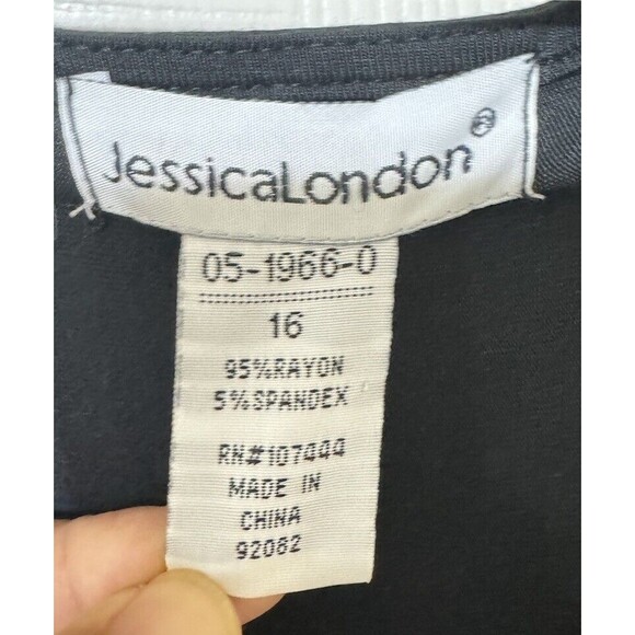 JESSICA LONDON Solid All Black Wrap Style High Low Dress Womens Size 16 - Picture 2 of 3